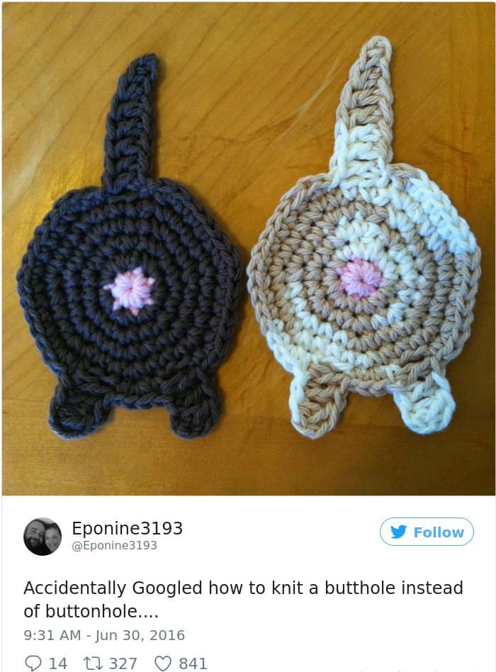 Googled The Wrong Thing knit a buhole