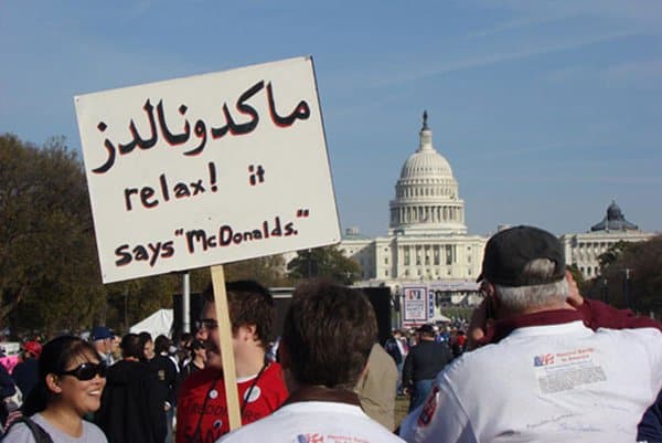 Times People Hilariously Trolled Protesters relax it says mcdonalds