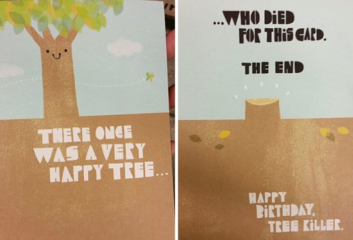 Unexpected Greetings Cards once was a very happy tree