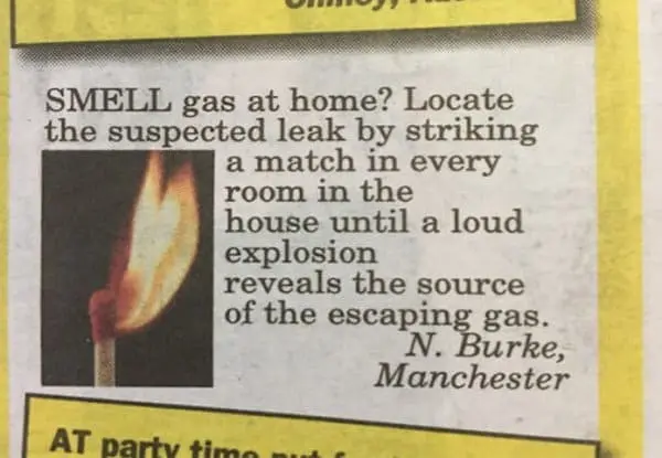 Crap Life Tips smell gas