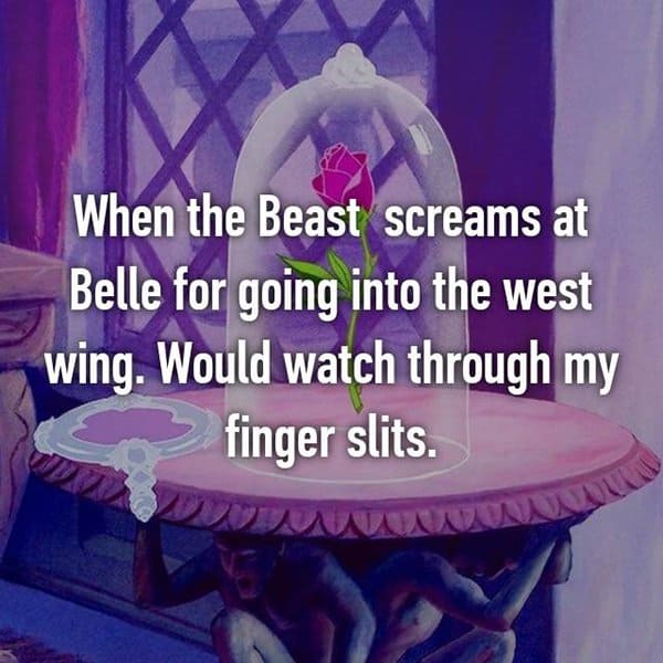 Creepy Things In Disney Movies beast shouts at belle