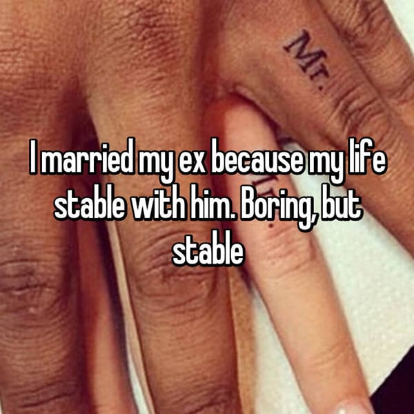 Married An Ex Partner boring but stable