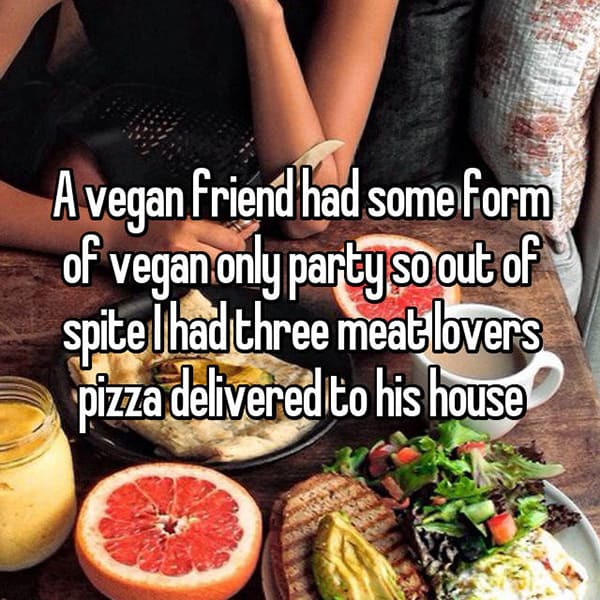 Meat Eaters Confess vegan party pizzas
