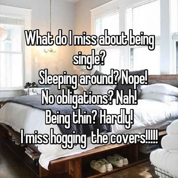Miss About Being Single hogging the covers