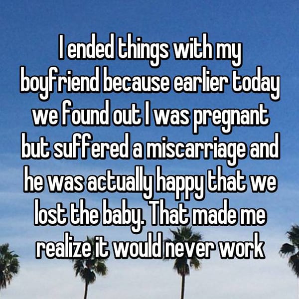 Secret Reasons People Dumped Their Partners lost the baby