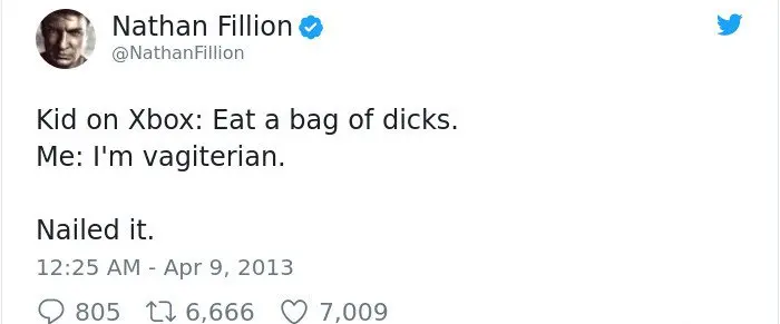 Tweets By Nathan Fillion im vagiterian