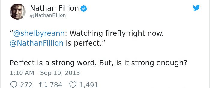 Tweets By Nathan Fillion strong word