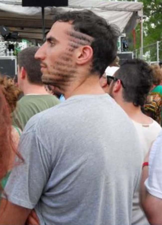 funny-crazy-hairstyles beard to hair stripes