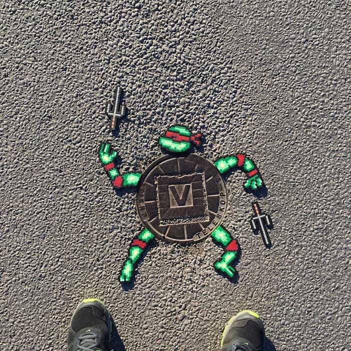 Streets With Pixel Art ninja turtle