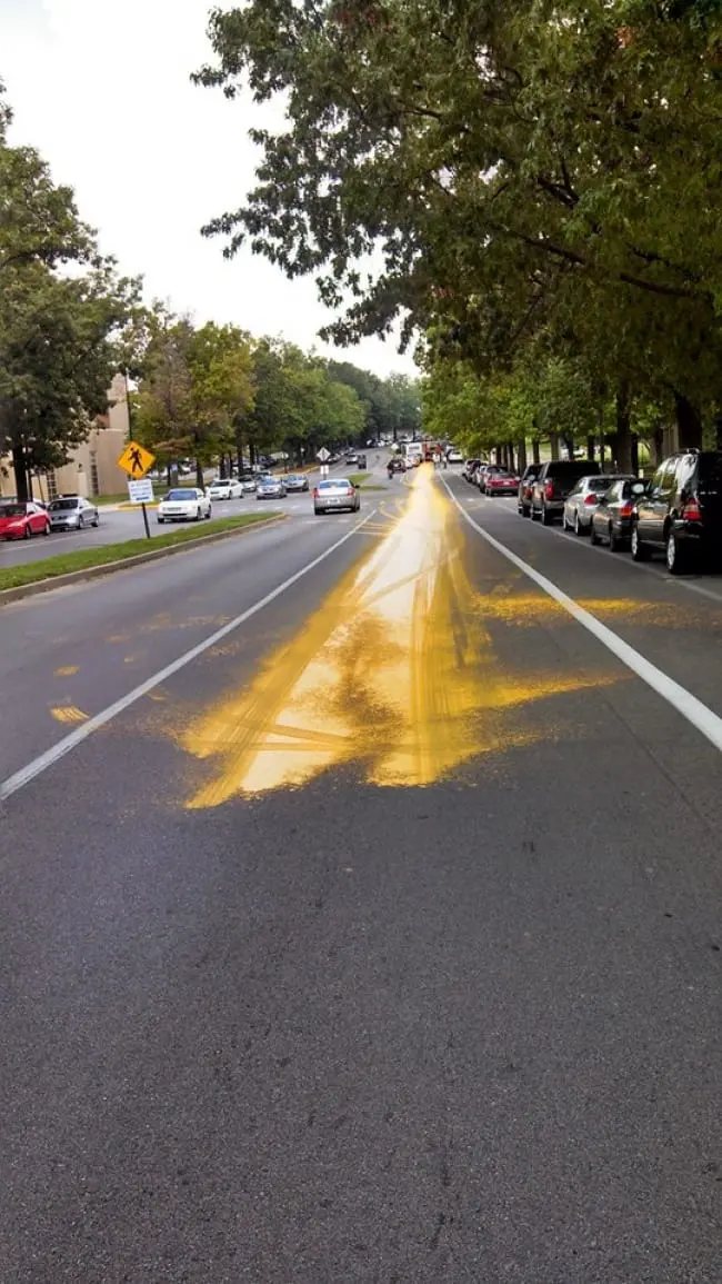 Awful Day At Work paint all over road