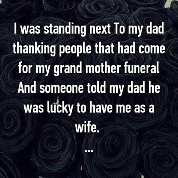 Awkward Funeral Moments dad lucky to have me as a wife