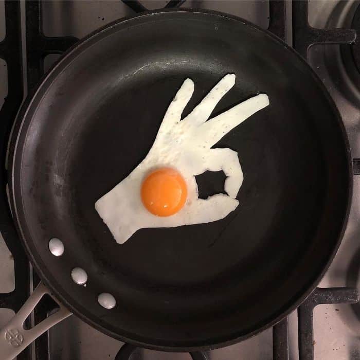 Breakfast Eggs Into Works Of Art hand