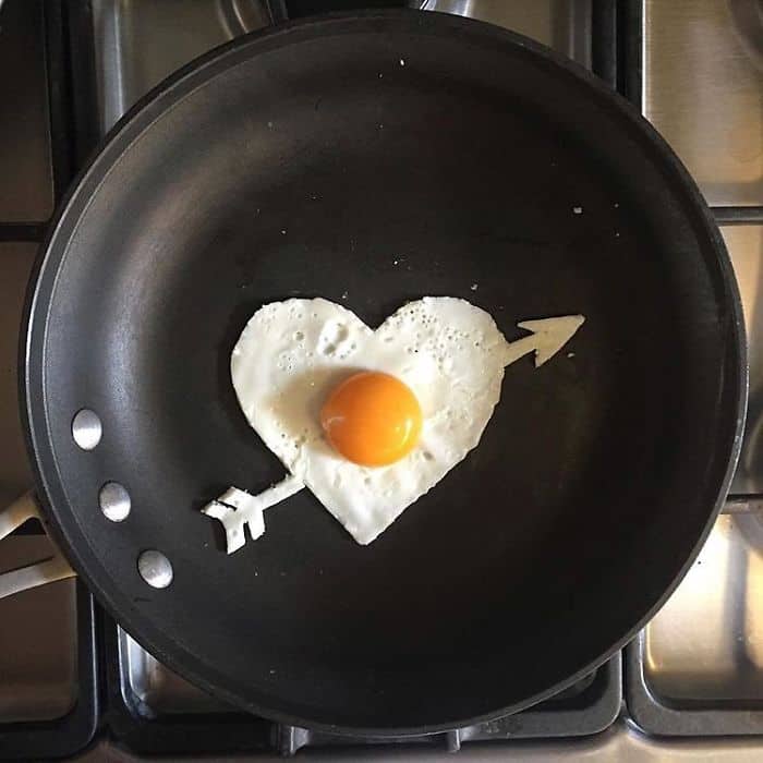Breakfast Eggs Into Works Of Art heart arrow