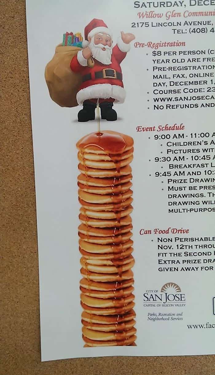 Christmas Design Fails syrup pancakes