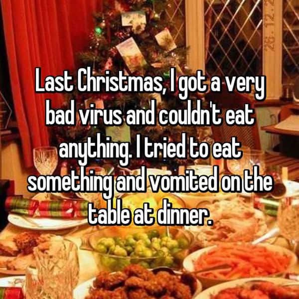 Christmas Fail Stories sick on table
