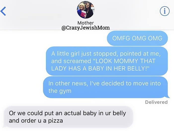 Crazy Jewish Mom Messages baby in your belly