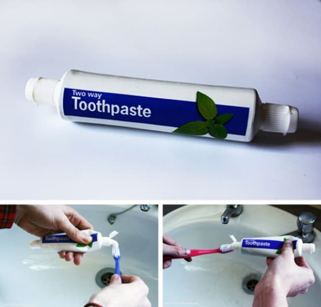 Impressive Inventions two way toothpaste