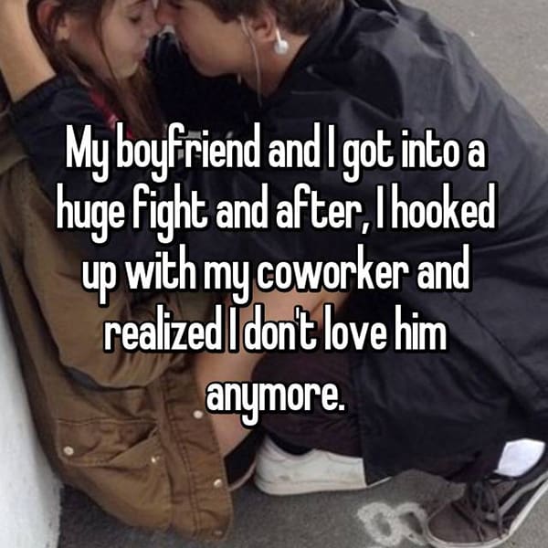 No Longer In Love hooked up with co worker