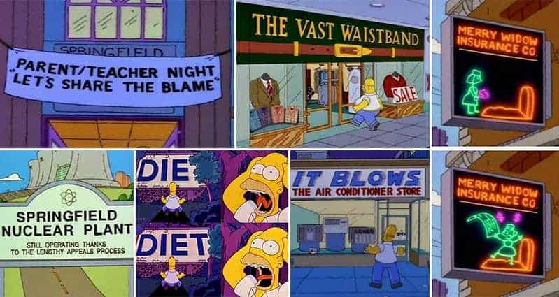 Punny Signs From The Simpsons That You May Have Missed