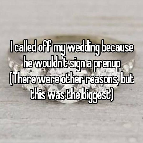 Reasons That People Cancelled Their Weddings prenup