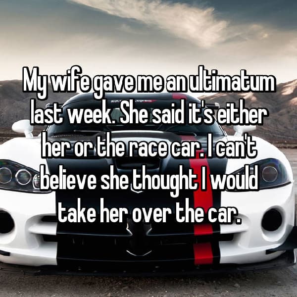 Shocking Ultimatums Husbands And Wives race car