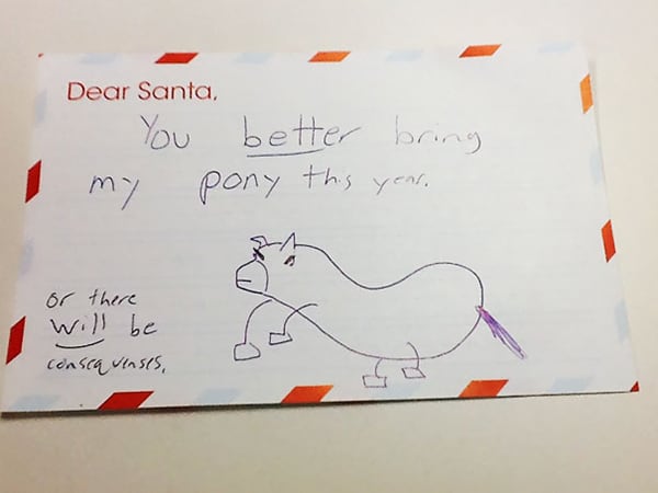 letters to santa you better bring my pony