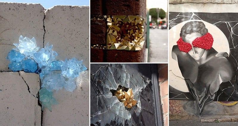 Artist Hides Crystallized Geode Installations In Wall Cracks To Brighten Up the Urban Atmosphere