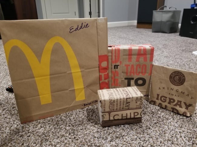 Christmas Trolls fast food wrapping