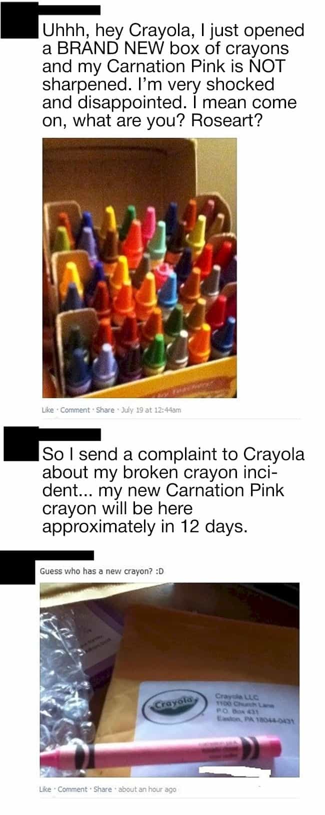 Examples Of Customer Complaints crayola