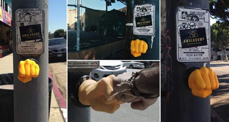 Guy Alters Pedestrian Crossing Button So You Have To Fist Bump To Cross The Road