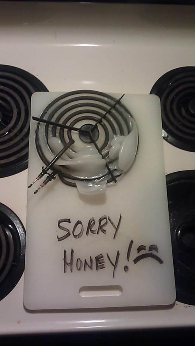 Kitchen Fails sorry honey chopping board