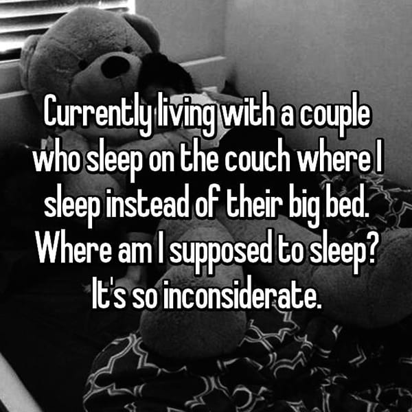 Living With A Couple sleep on the couch