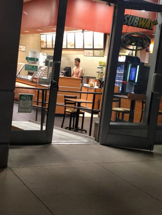 People Who Clearly Do Not Give A Damn shirtless in subway