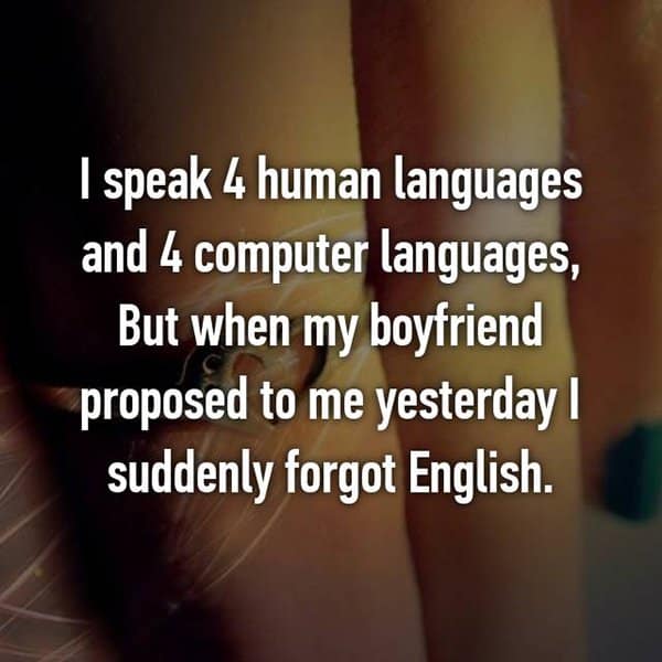 Reactions From People Who Got Engaged forgot english