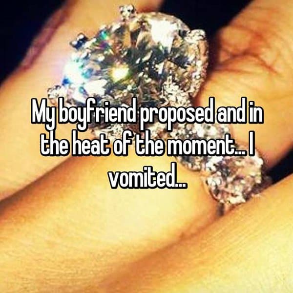 Reactions From People Who Got Engaged vomited