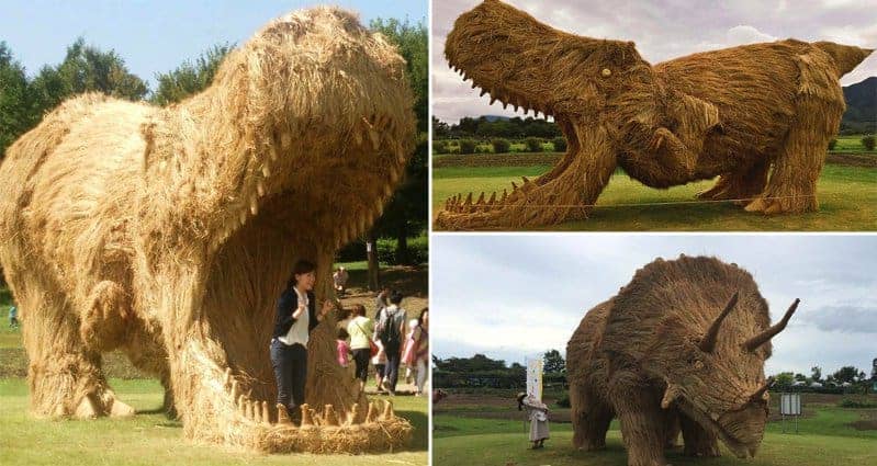 Straw Is Transformed Into Giant Dinosaurs