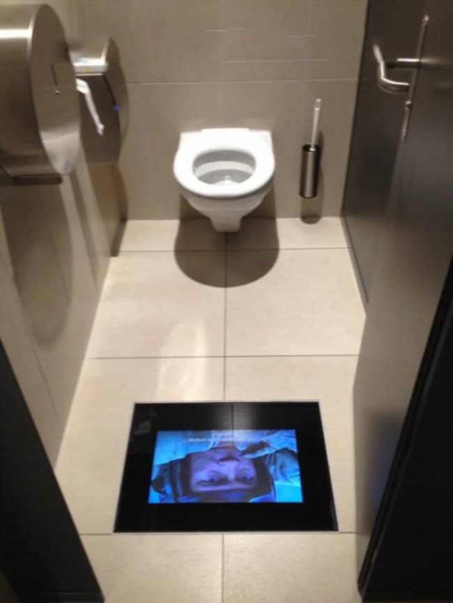 flat screen tv toilet floor