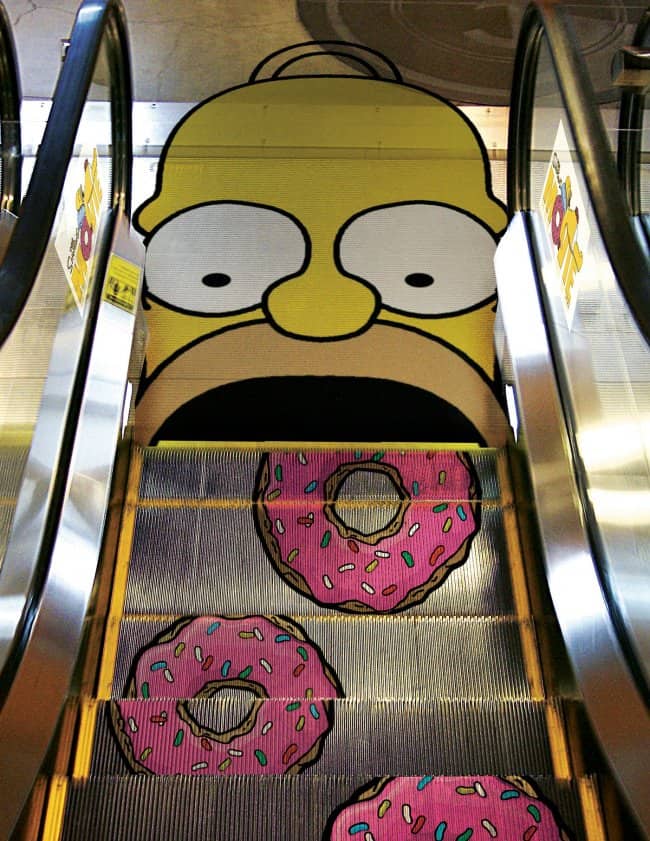 creative_escalator_ads_homer_simpson_eats_donuts