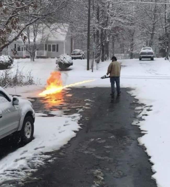 flame-thrower-to-melt-snow-funny-inventions