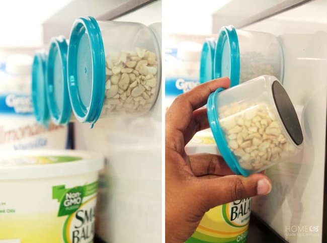 put-magnets-at-the-bottom-of-small-containers-freezer-hacks