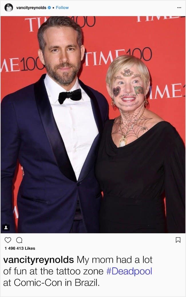 ryan-reynolds-mother-face-tattoo-hilarious-celebrity-instagram