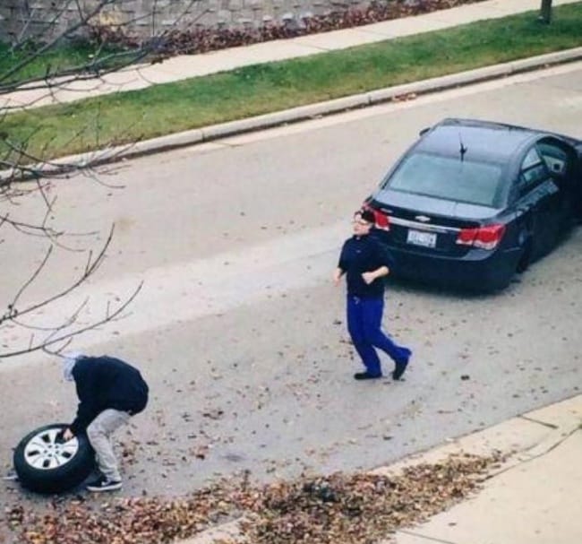 tire-getting-away-from-car-miserable-people