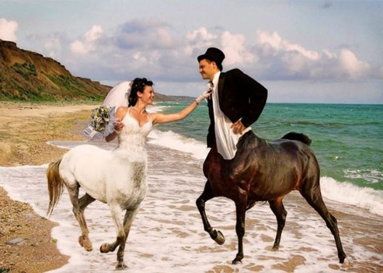 centaur couple funny russian wedding photos