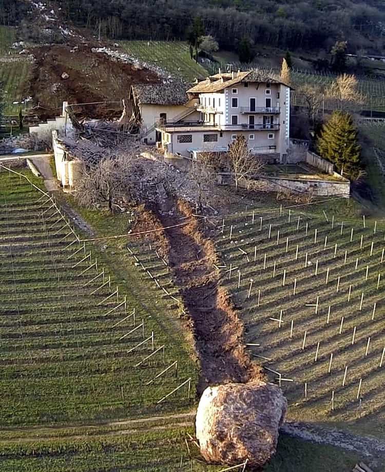 giant boulder wipes part of a house craziest close calls