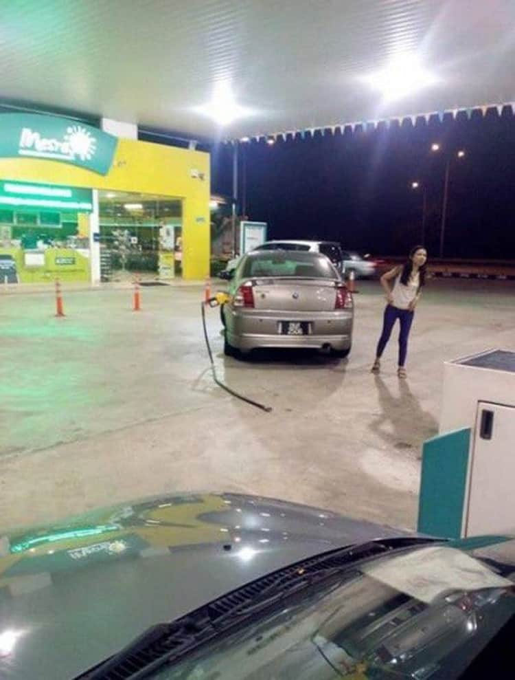 girl forgot gas pump on car stupid decisions