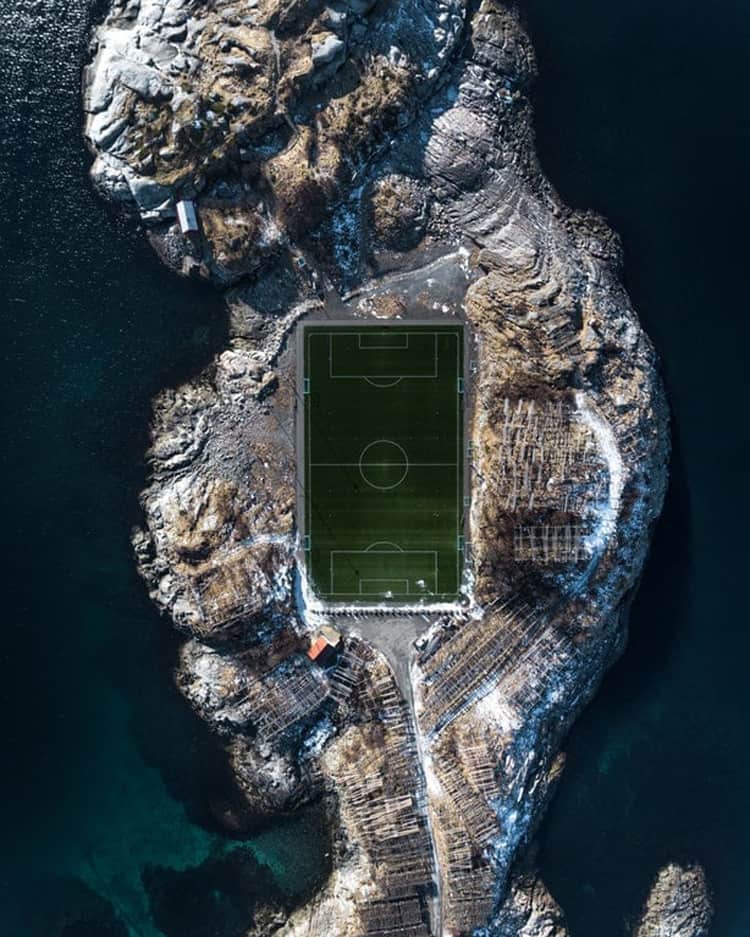 soccer-stadium on a rocky island coolest things