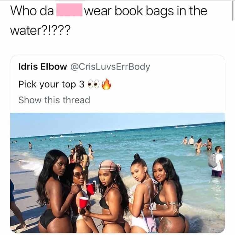 wearing backpacks on the beach people getting called out