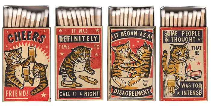 Matchbox art cats