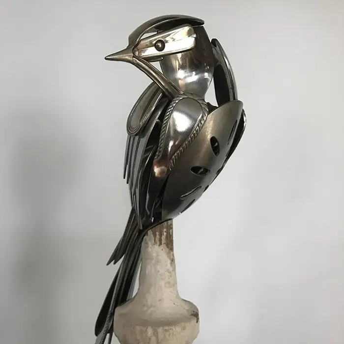 bird sculpture scrap metal