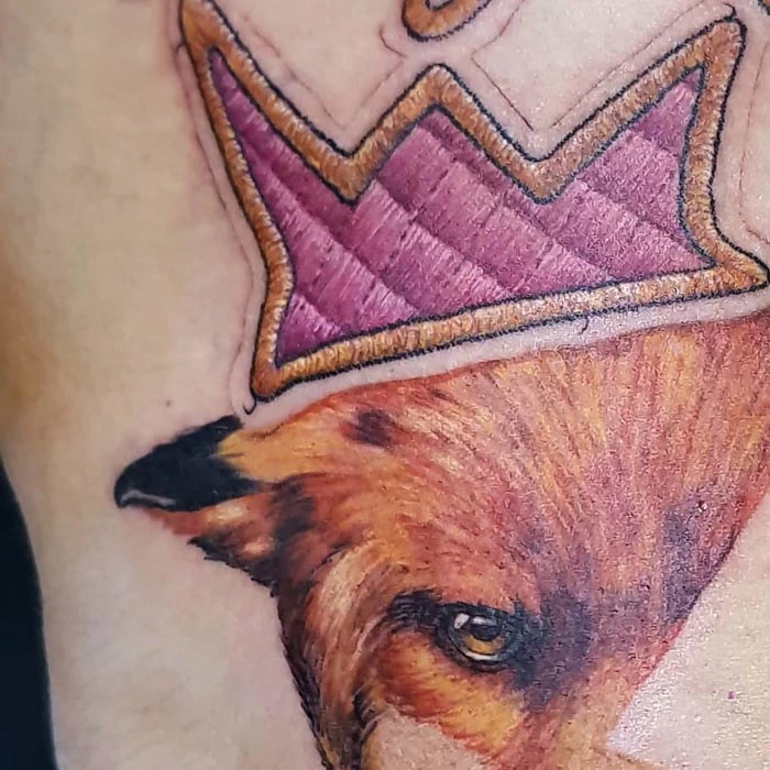 duda lozano embroidery tattoo fox crown